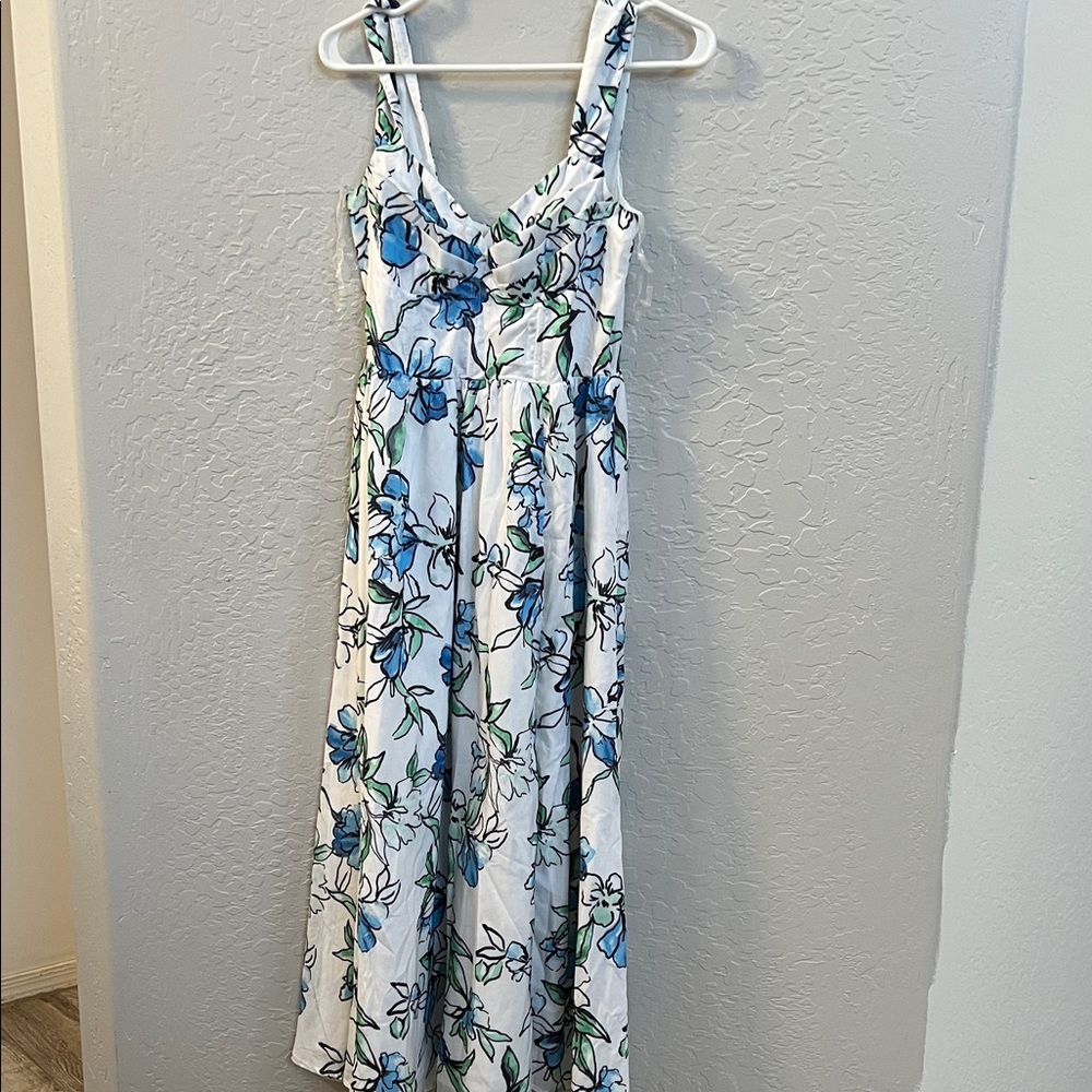 Blue and White Floral Maxi Dress